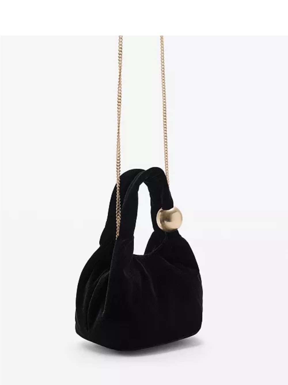 NEW Mango Women's Ball Detail Velvet Bag Black - Picture 5 of 5